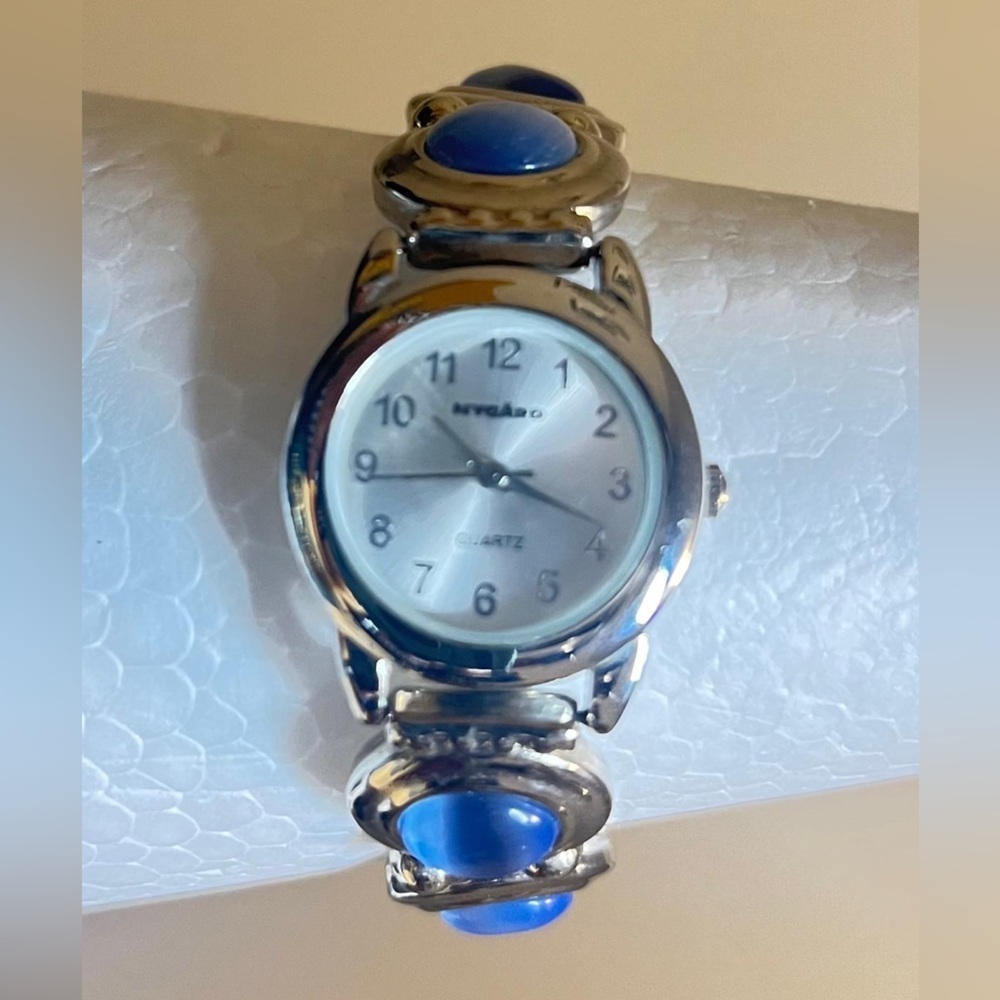 Silver and Blue Women's Watch